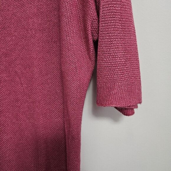 M Made in Italy Knitted 3/4 Sleeve Dusty Rose Pullover V-neckSweater Size L - Picture 5 of 8